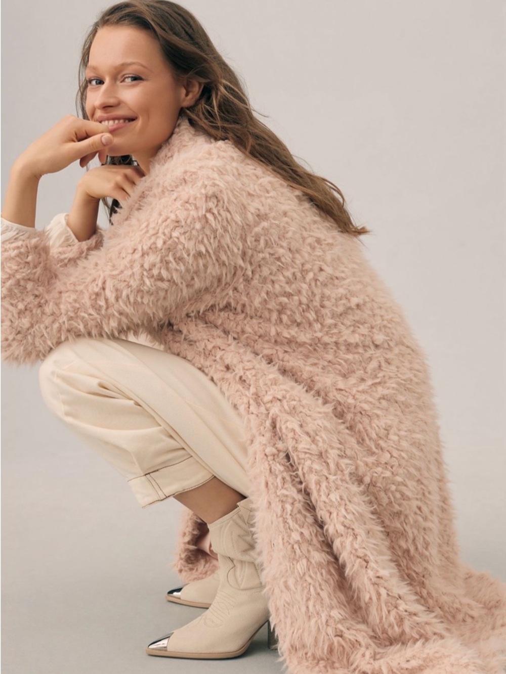 ANTHROPOLOGIE Faux Fur Duster Jacket MP